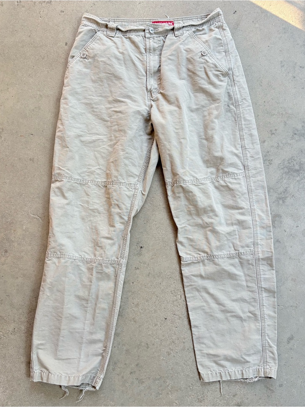 Vintage UNIONBAY Double Knee Pants 36x32 Canvas Khakis Frayed